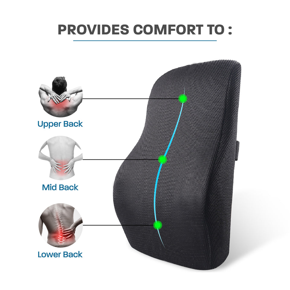 Lumbar Support Pillow for Back Support Memory Foam Pillow for Sleeping in  Bed Waist Support Cushion for Lower Back Pain Relief for Office Chair and
